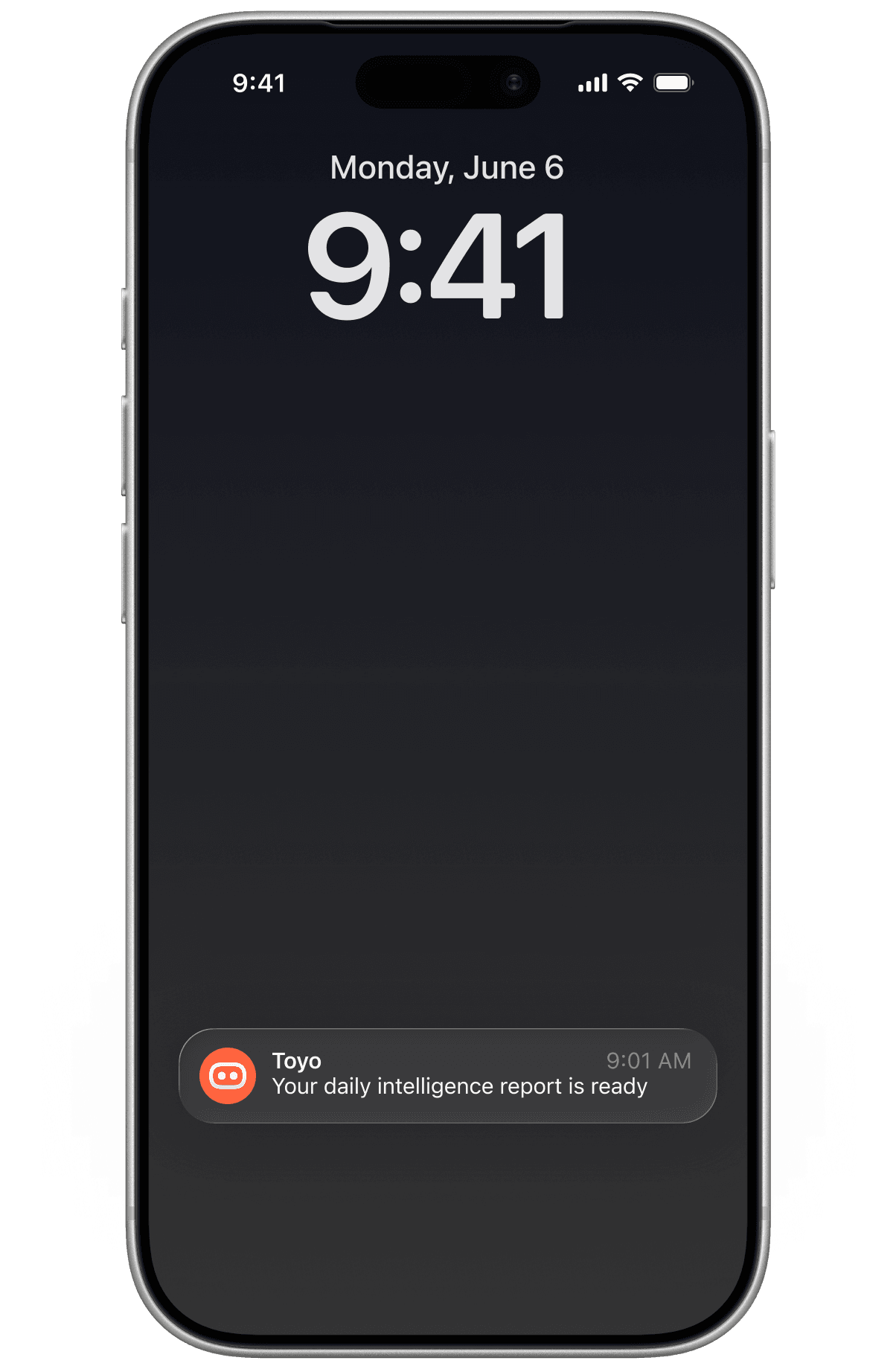 iPhone showing Toyo notification